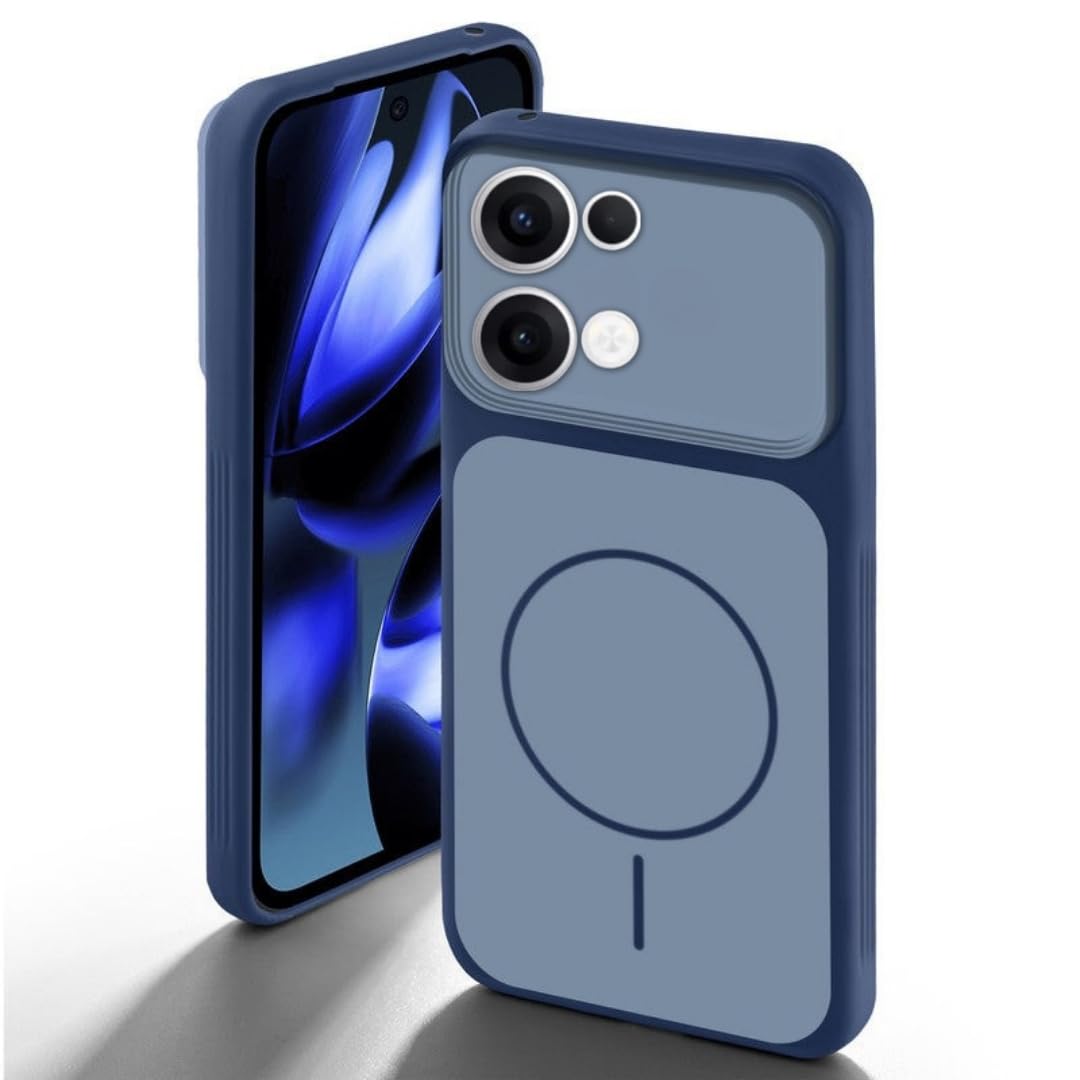Modern & Minimal Design Back Case and Cover for Oppo Reno 13| Shockproof Slim Design |Matte Finish Anti-Slip Durable Mobile Cover | TPU + Pc Cover | Blue-image-11