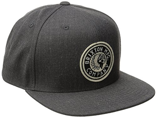 Brixton Men's Rival Medium Profile Adjustable Snapback Hat, Charcoal Heather, One Size
