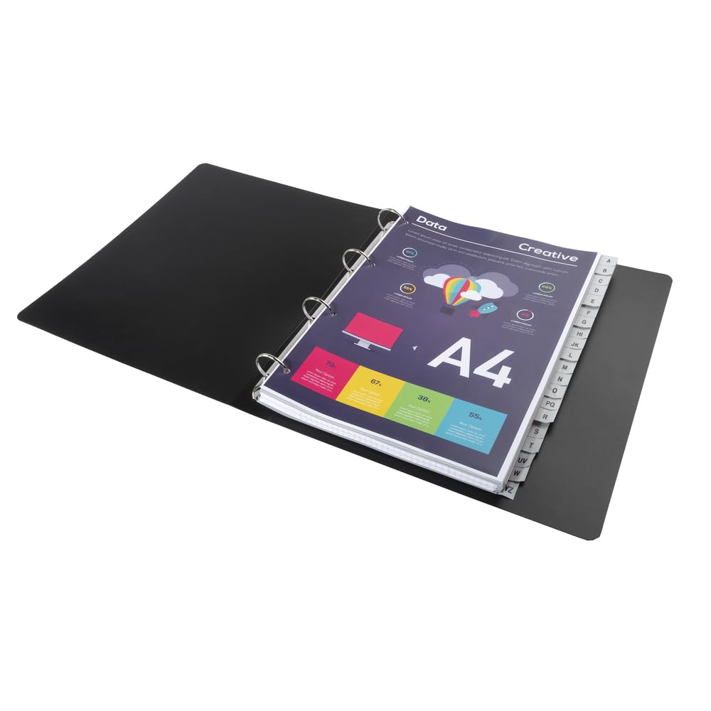 Exacompta - Réf. 1720E - Carton de 20 Intercalaires gris en polypropylène recyclé avec 20 onglets imprimés alphabétiques de A à Z - Format à classer A4 - Dim 22,5 x 29,7 cm - certifiés Ange Bleu