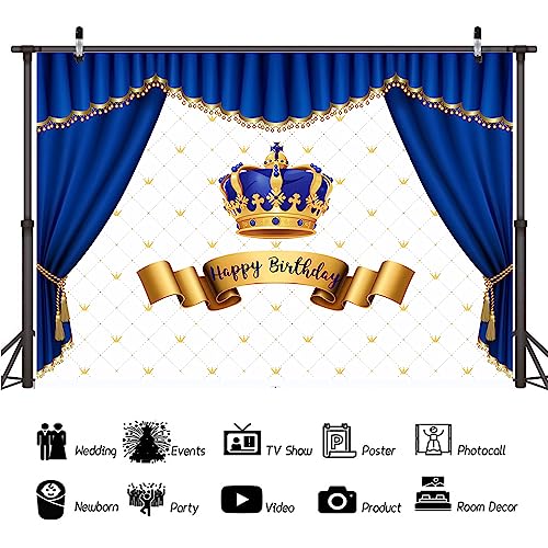 Fondo Royal Prince Baby Shower Azul 7x5ft para fotografía miniatura 3