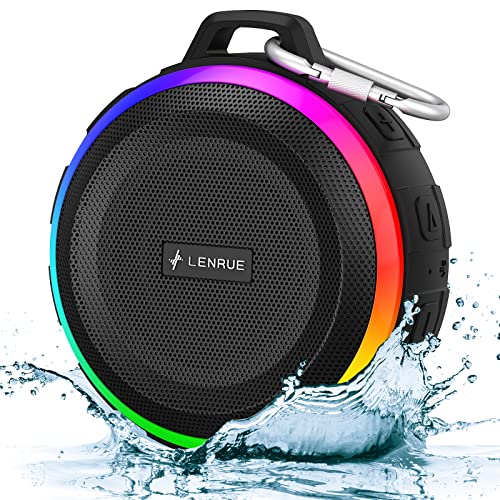 Kunodi Bluetooth Shower Speaker with IPX7 Waterproof Portable wireless speaker with Dynamic Lights 5W Clear Sound True Wireless Stereo Clip Portable for Pool Beach Boat Kayak Float Golf