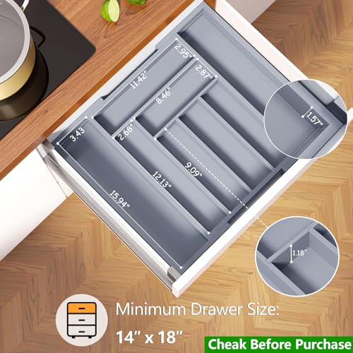 Organizador de cajones de bambú Pipishell ajustable para cubiertos 3