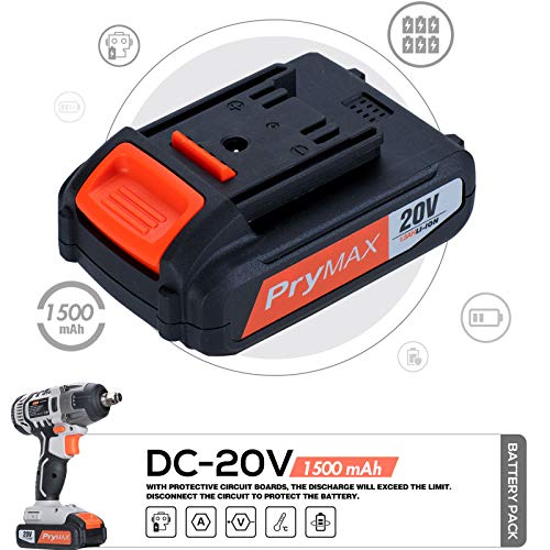 Prymax 20V MAX Cordless Impact Wrench with LED Work Light, 1/2