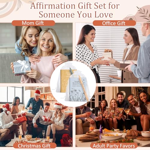 Image of Mooliwe 48 Pcs Positive Affirmation Gift Set Gratitude Notebooks with Pens Small Bags Motivational Encouragement Notepads Daily Affirmations Journal for Women Stress Relief Self Care (Fresh)