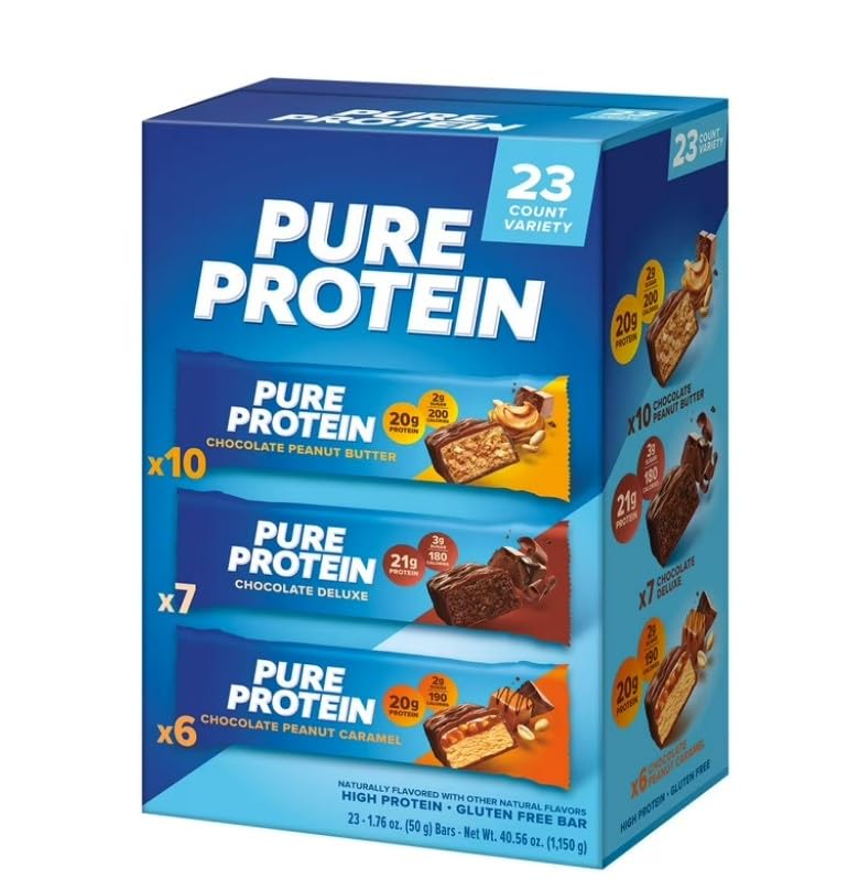 Pure~Proteins Bar, Nutrient Rich Snacks with High Protein for Energy Support, Minimal Sugar, Gluten-Free, Variety Pack 20g Protein, BULK ~ (23 Pack) ~ (1 Pack - Mix).