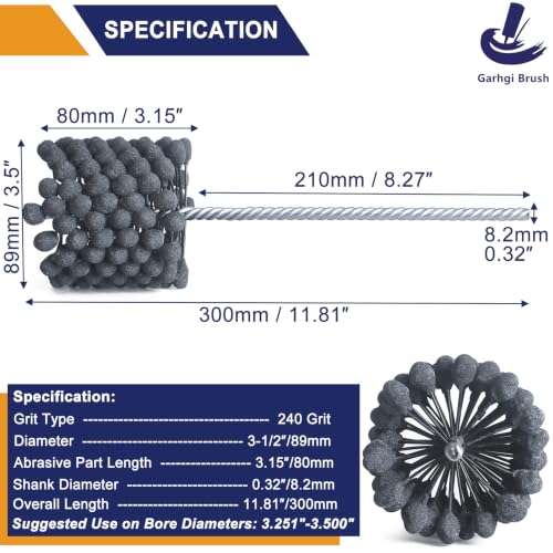 Image of Garhgi 3-1 /2 inch(89mm) Cylinder Hone Tool with 240 Grit Silicon Carbide Balls | Flexible Resilient Ball-Style Honing Crosshatching Restoration | Engine Brake Cylinder Rotor Caliper Camshaft Piston Lifter