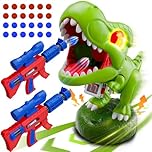 Dinosaur toys for 3-12 boys, Dinosaur Moveable Shooting Toys Games, 2 Pack Air Pump Guns with Scope, Balls, Roaring, Dino Eye & Belly Glow, Score Counter, Kids Toys Boys Gifts Ages 3 4 5 6 7 8 9 10 11