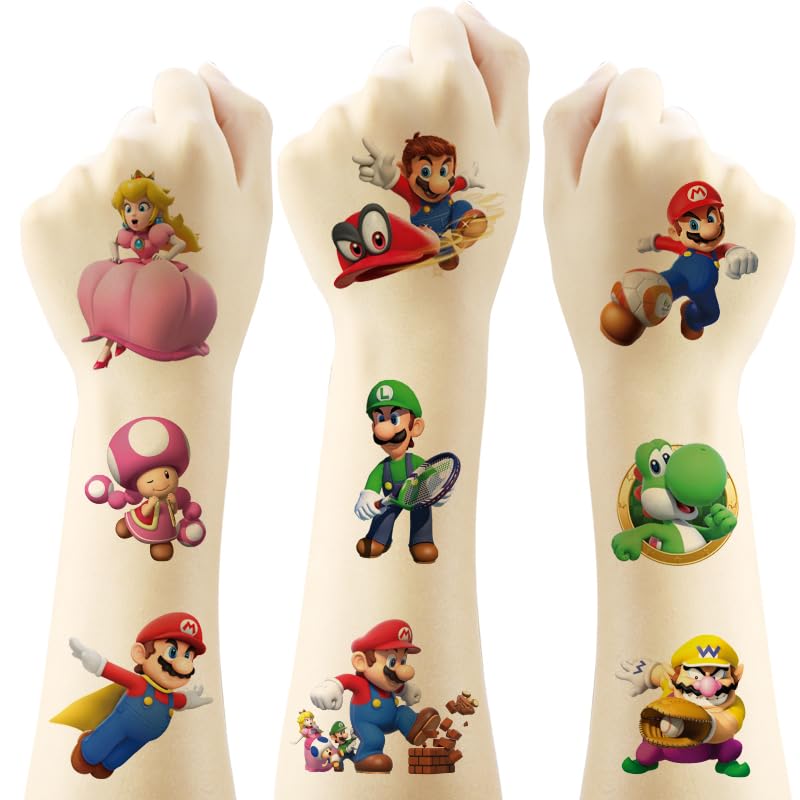 100pcs Mari-o Kinder Tattoos Temporäre Tattoos 6 Sheets