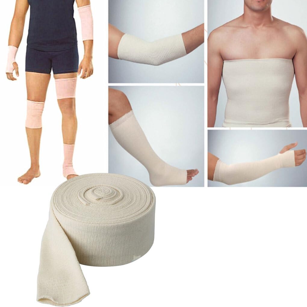 BEALIFE Herramientas esenciales para deportes en el hogar, vendajes elásticos para cualquier ocasión, rollo de vendaje elástico Tubular de algodón, elástico, ;8.75 cm x 10 m