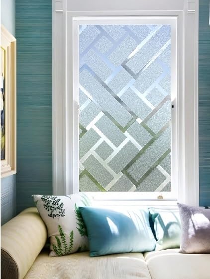 Image of SUNBIRD Window Film Privacy Colorful Window Sticker, Decorative Window Vinyl, Adhesive Home UV Blocking, Heat Insulation Static Cling for Bathroom Office (24 X 100 INCHES, Heart Frosted)