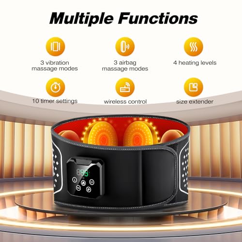 Image of Cordless Heated Back Waist Massager, 3-in-1 Kneading Vibration Massage Belt, Ideal Gift for Parents Men Women, 4 Heating Levels, 4000mAh Rechargeable Battery, Adjustable for Home Office Travel Use