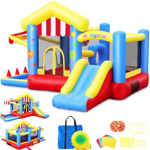 Bounce House, 7-in-1 Play Obstacle Course Inflatable Bounce House for Kids