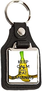 Keep Calm and Eat Bananas - Square Medallion Keyring