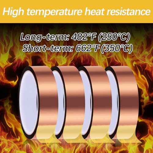 Image of 2 Rolls 20mm x 33m 108FT Up to 250℃(480℉) High Temperature Heat Resistant Tape for Sublimation,Heat Tape for Soldering, Electronics,Sublimation Press Vinyl, No Residue