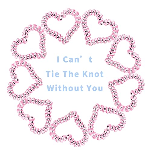 9-Pack Bridesmaid Heart Spiral Hair Ties, Bachelorette Party Decorations, Bridesmaid Proposal Gifts, Bride Tribe Favors (Pink) #TOP1