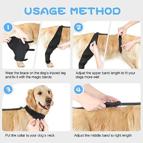 Image of Dog ACL Knee Brace for Pet Recovery, Adjustable Straps, Universal Fit, Supportive and Comfortable, for Small, Medium, Large Dogs (X-Large, Black Right)