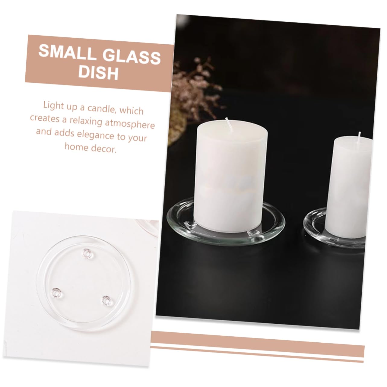 BESTOYARD 5pezzi Sottobicchieri per Candele in Vetro Rotondi Portacandele Colonna Vassoi Decorativi Sottobicchieri per Candele per Casa e Eventi
