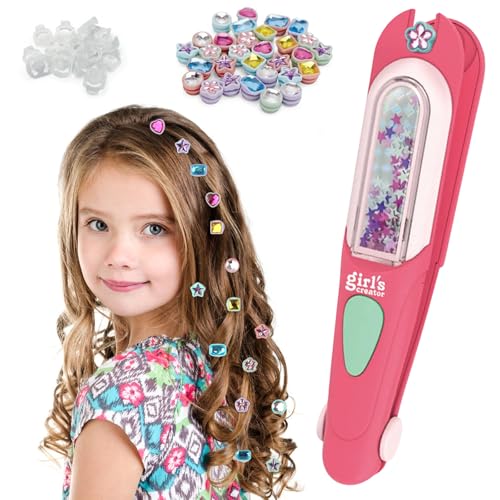 ZXTGBQ Hair Bedazzler Kit, cabelo entrançado meninas máquina, ornamentos para o cabelo de brinquedo, máquina de cabelo de diamante com gemas, acessórios de penteado DIY, presentes meninas 5 6 7 8 9 10
