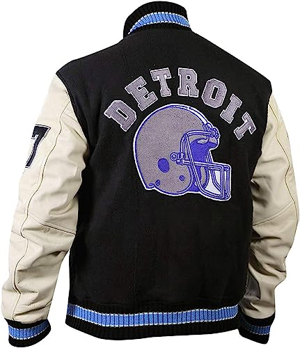 Alex Foley 67 Eddie Murphy Detroit Beverly Hillscop Wool Leather Baseball Black & Cream Varsity Bomber Jacket3
