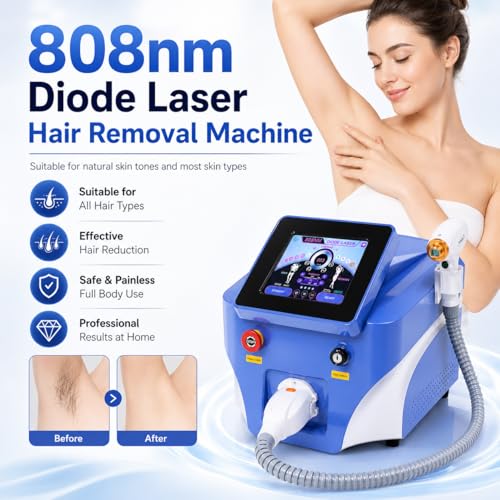 Macchina professionale di depilazione del laser a diodi a lunghezza d'onda, raffreddamento a zaffiro freddo 100J/cm2, riduzione permanente dei capelli del corpo per uso domestico, 755/808/1064nm per t