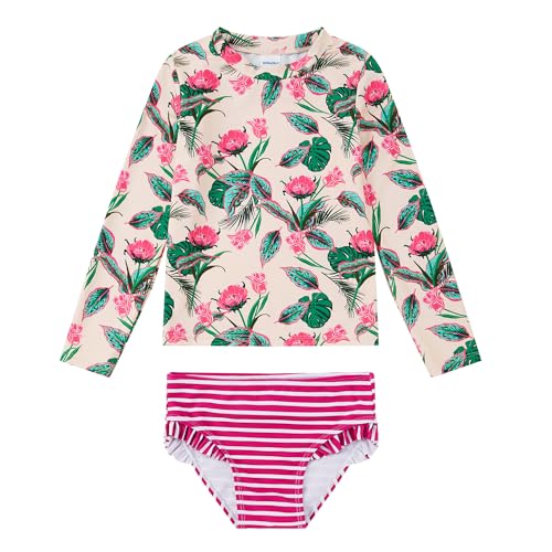 Image of upandfast Girls Rash Guard Set Long Sleeve Two Piece Swimsuit with UPF 50+ Sun Protection for Girls 3-8 Years