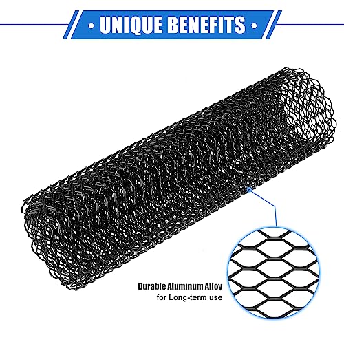 Image of Car Grill Mesh, 40x13 Inch 25x11mm Hexagon Hole Car Pickup Truck Grille Mesh Sheet Air Intake Insert Universal for Car Multifunctional Aluminum Alloy Black