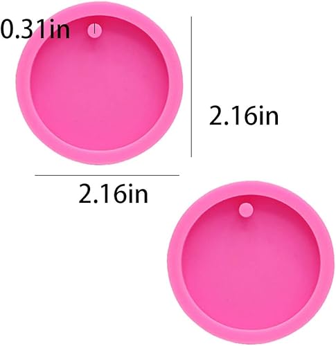 Miniatura 2 de FAFAHOUSE Paquete de 6 moldes redondos de silicona para llaveros circulares, moldes de resina epoxi, moldes de fundición con agujero para