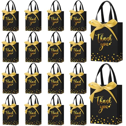Kolldenn 36 Pack Small Thank You Gift Bags with Handles,Black
