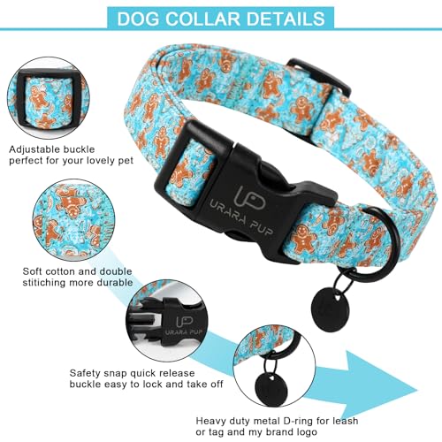 Image of Christmas Dog Collar,Adjustable Gingerbread Pet Collar,Chriatmas Puppy Collars for Small Medium Large Dogs, L,Neck 16-24in