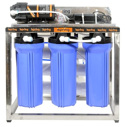 Image of iSpring 25 LPH Commercial RO water purifier 25 Liter Per Hour Blue Stainless steel Body Full Automatic with TDS Adjuster