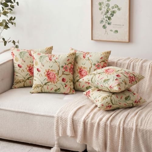 Image of Clasiko Cotton Cushion Covers 16x16 - Set of 5 Floral Heritage | Reversible | Decorative Cushion Covers, Soft Cotton, Hidden Zip, Sofa & Bedroom Decor
