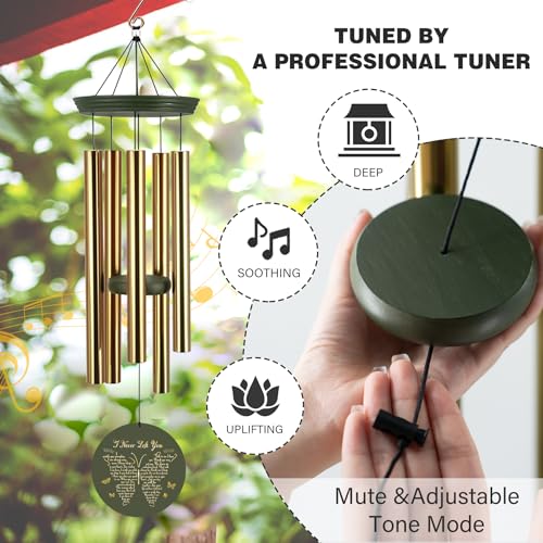 Image of ASTARIN Memorial Wind Chimes Personalized, Bereavement Gift Ideas for Sympathy Loss of Lover Mother Father, 36 inch Deep Tone Wind Chimes Patio Decoration, in Memory of Loved One Gift(Made in Texas)