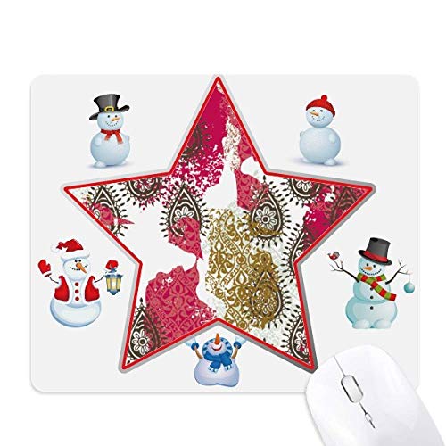 Tapis de souris Noël bonhomme de neige rouge et jaune pour bureau