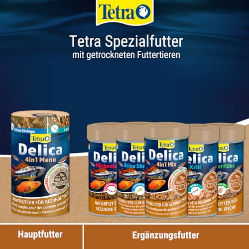 TetraDelica Bloodworms, Naturfutter für Zierfische, enthält zu 100% gefriergetrocknete rote Mückenlarven, 100 ml Dose