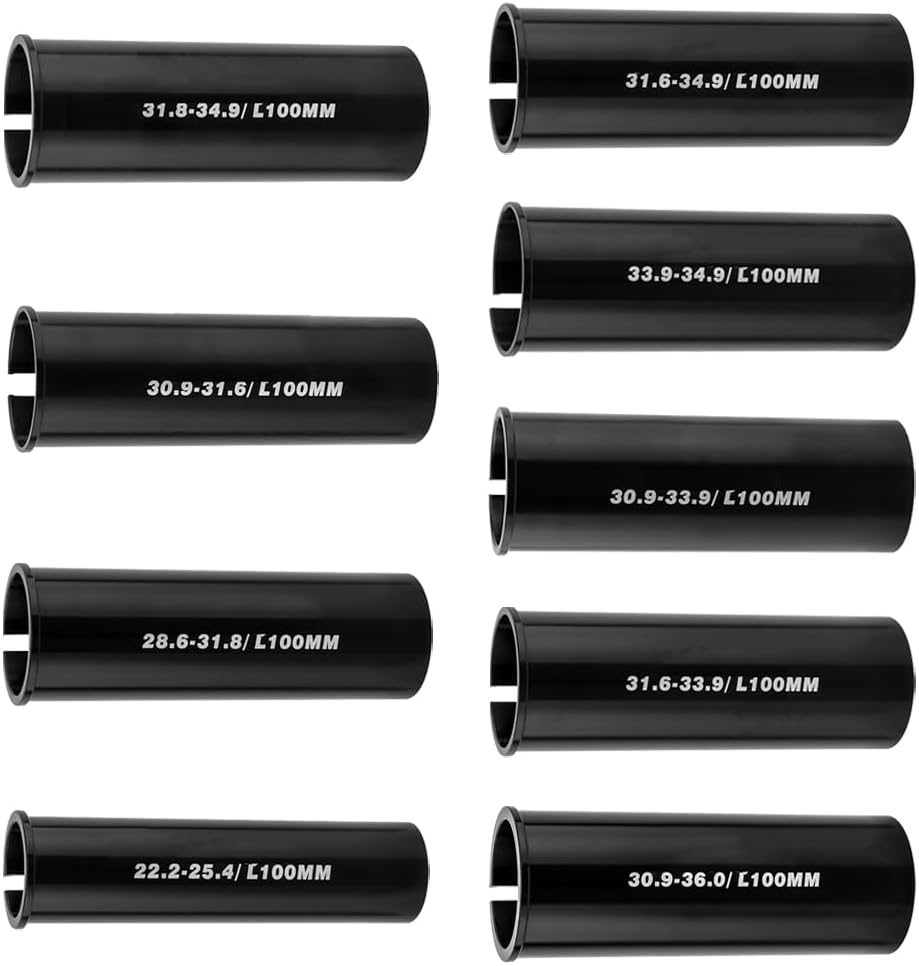 Bike Seat Post Adapter Shim Seat Post Adapter Bicycle Seat Tube Conversion Sleeve 22.2~33.9mm to 25.4~36mm 100mm Length Aluminum Alloy for Road Mountain Bike MTB