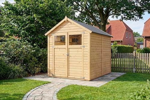 Alpholz Gerätehaus Alisha aus Fichten-Holz, Gartenhaus mit 14mm Wandstärke, Holzhaus inklusive Montagematerial, Geräteschuppen Größe: 202 x 252...