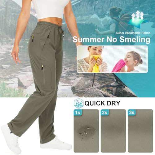 Image of Q - RIOUS Women's Parachute Pants Quick Dry Lightweight Safari Pants Zipper Pockets