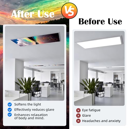 Image of ANGSYLTH 8 Pcs Fluorescent Light Covers - 4 x 2 Feet Covers for Ceiling Lights, 8 x 10 Magnetic Light Filters for Classroom, Office, Hospitals (Sunset)