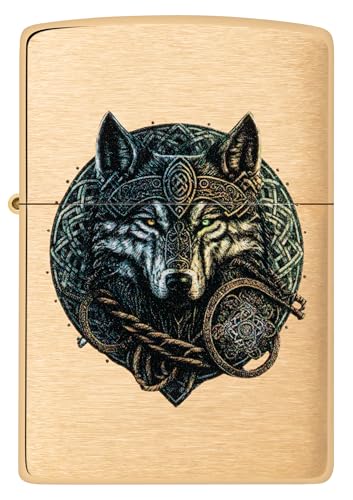 Encendedor Zippo Wolf Warrior Brushed Brass miniatura 2