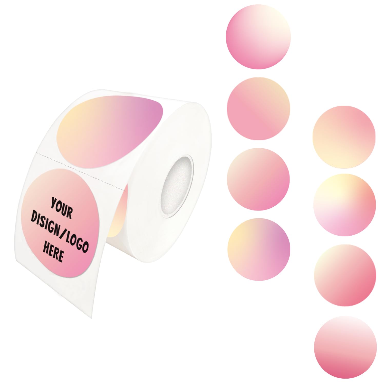 Yeachlaing 1.5 Inch Pink Round Thermal Sticker Labels, Self-Adhesive Circle Direct Thermal Labels, Multi-Purpose Roll Sticker Labels for DIY Logo
