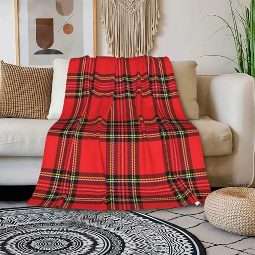 HGOD DESIGNS Cobertor xadrez vermelho tradicional escocês xadrez padrão manta decoração aconchegante