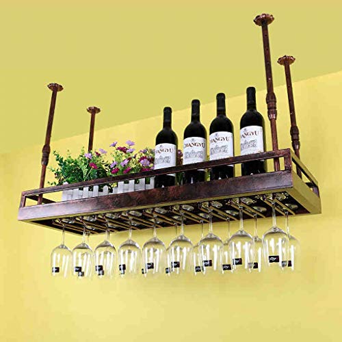 JHGJBJ Estantería de Vino Estantería de Vidrio para Vino Suspensión de la suspensión Copa de Vidrio Copa Porta Copa (Color : Brown, Tamaño : 60 * 35cm)
