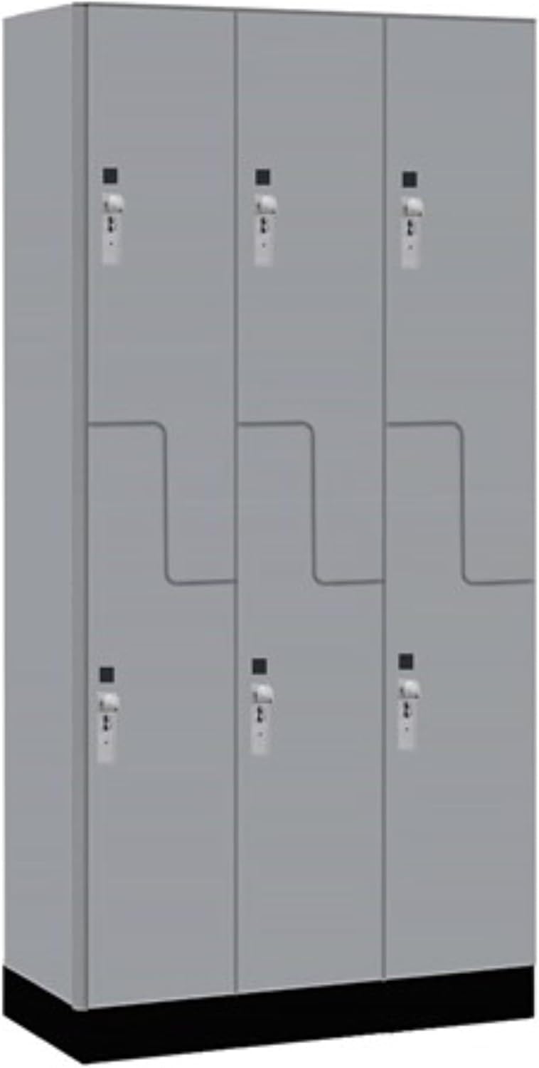 Salsbury Industries 12" Wide Premier Wood Locker-Double Tier 'S' Style-3 Wide-6 Feet High-21 Deep-Winter Fog-Silver Hasps
