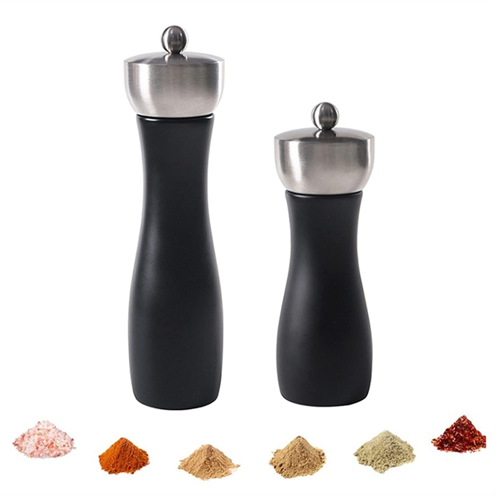 Macina Pepe Grinder con pepe in legno massello - Scanalature a forma di elica di precisione Ruota regolabile fresco macinazione pepe, erbe e spezie Macina Sale Macinapepe ( Color : 6 inch )