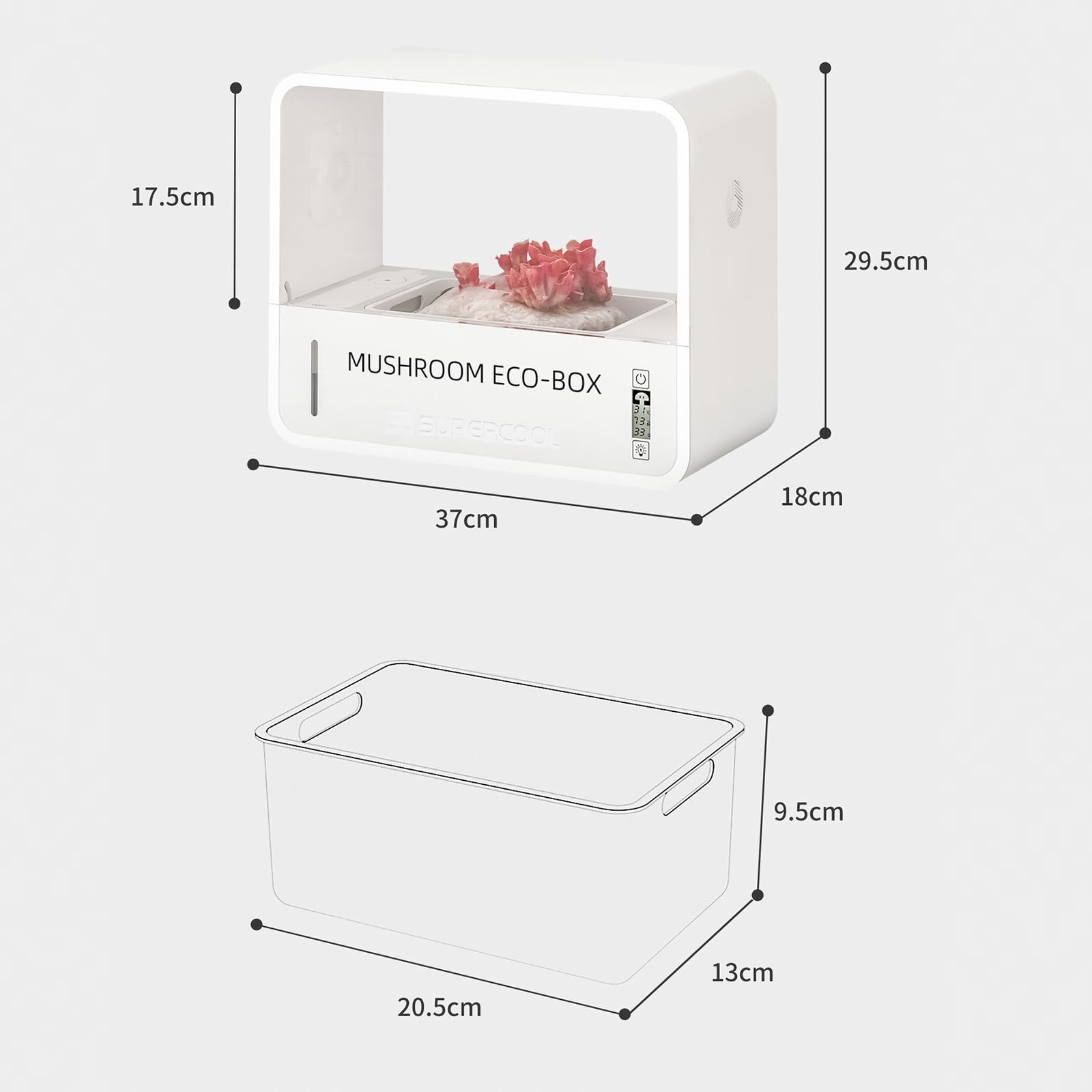 Kit Champignons à Faire Pousser, Tente de Culture de Champignons avec Affichage de la Température et de l'humidité, kit de Culture de Champignons Smart Monotub