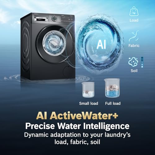 Image of Bosch 9 kg 5 Star Front Load Fully Automatic Washing Machine, AI ActiveWater, Automated Dosing of Detergent(ADOS),Inbuilt heater, 14 Wash Programs,53L Large Drum,Cast Iron Grey,WGA242IRIN (2026 Model)