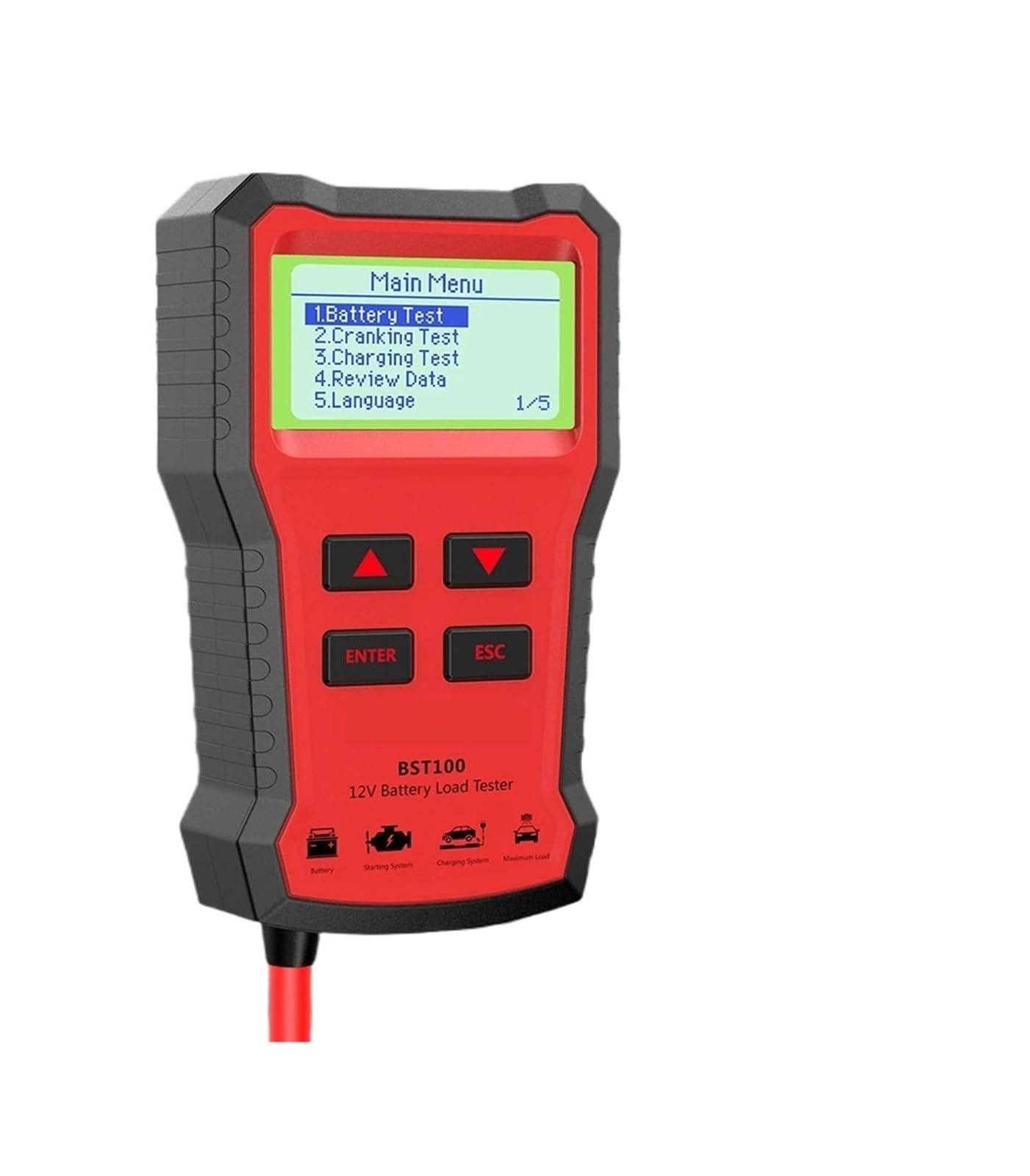 BST100 12V Tester akumulatorów Analizator akumulatorów samochodowych wanie obwodów ładowania rozruchowego 220Ah 2000CCA Wielojęzyczne narzędzie do akumulatorów