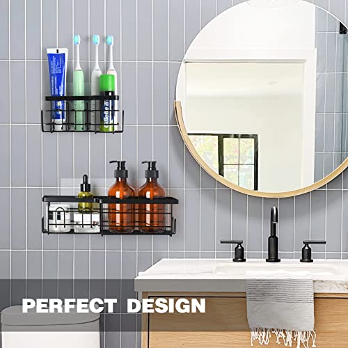 Happyhapi 4 Pack Shower Caddy With Hooks, No Drilling Adhesive Shower Shelf Rustproof Shower Caddy For Bathroom Camper Rv Kitchen(2 Shower Organizer,1 Soap Holders,1 Toothbrush Holder) #TOP2