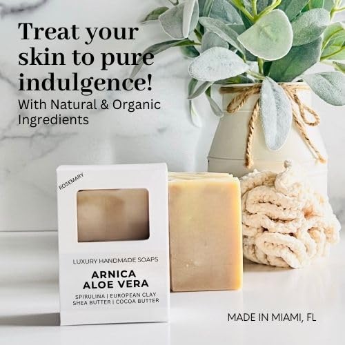 Miniatura 2 de Arnica Aloe Vera with Rosemary Handcrafted Soap  Vegan  100% Natural Stimulates and Hydrating Properties for Hand, Face, & Body  Miami-Made - 1 Bar