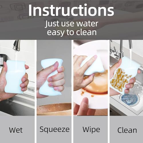 Image of 70 Pack Magic Sponges Eraser, 2X Density Melamine Sponge, Extra Large Long Lasting Household Kitchen Cleaning Sponge for Dishes, Bathroom, Bathtub, Car, Toy (4.3 x 2.8 x 0.8 in)